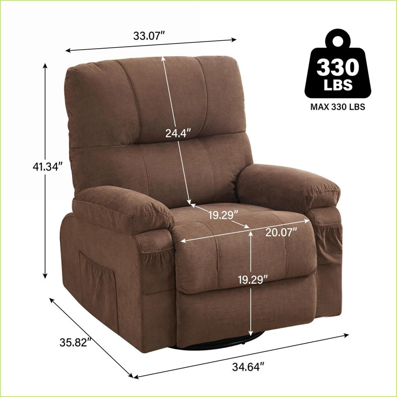 Fauteuils inclinables, pivotants à 360 ° pivotants simples avec coussin moelleux | Noyer brun | Fer + plastique, Brun