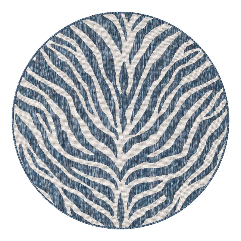 Tapis intérieur / extérieur bleu Itchington, Rond 4 pi