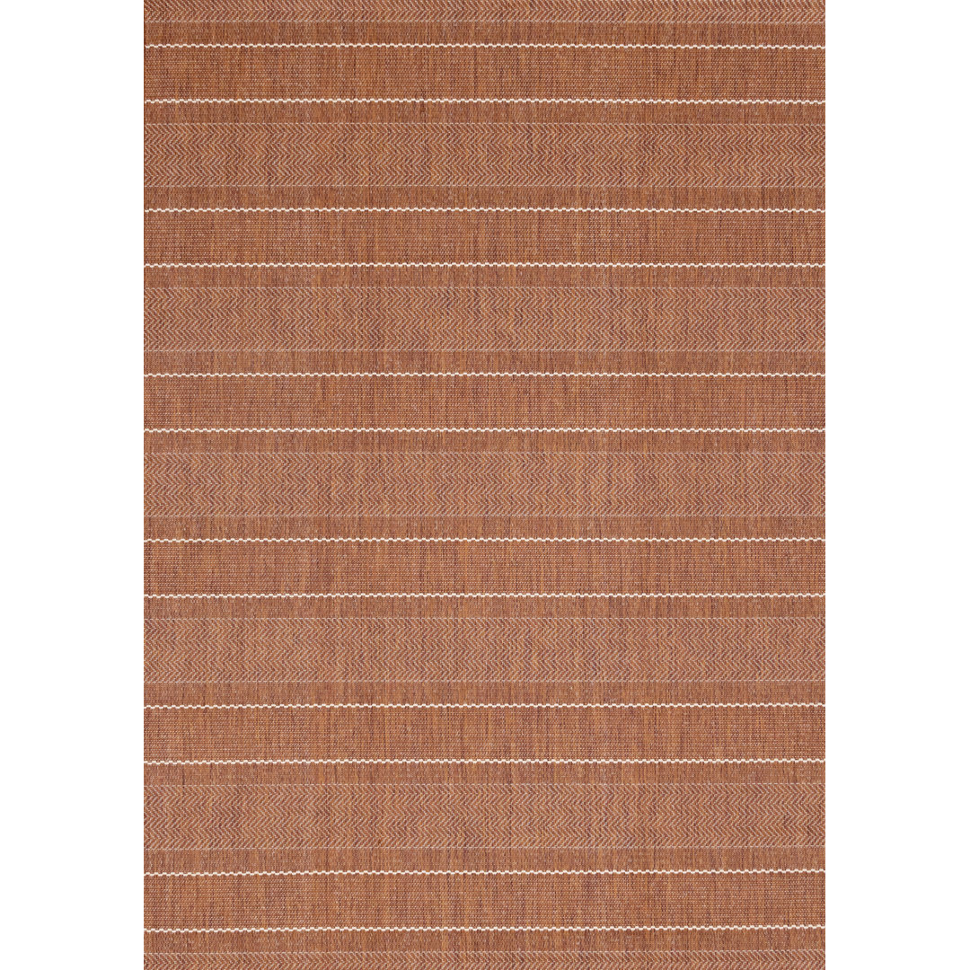 Rahman Collection Rust Orange Striped Indoor/Outdoor Area Rug The Twillery Co.® Rug