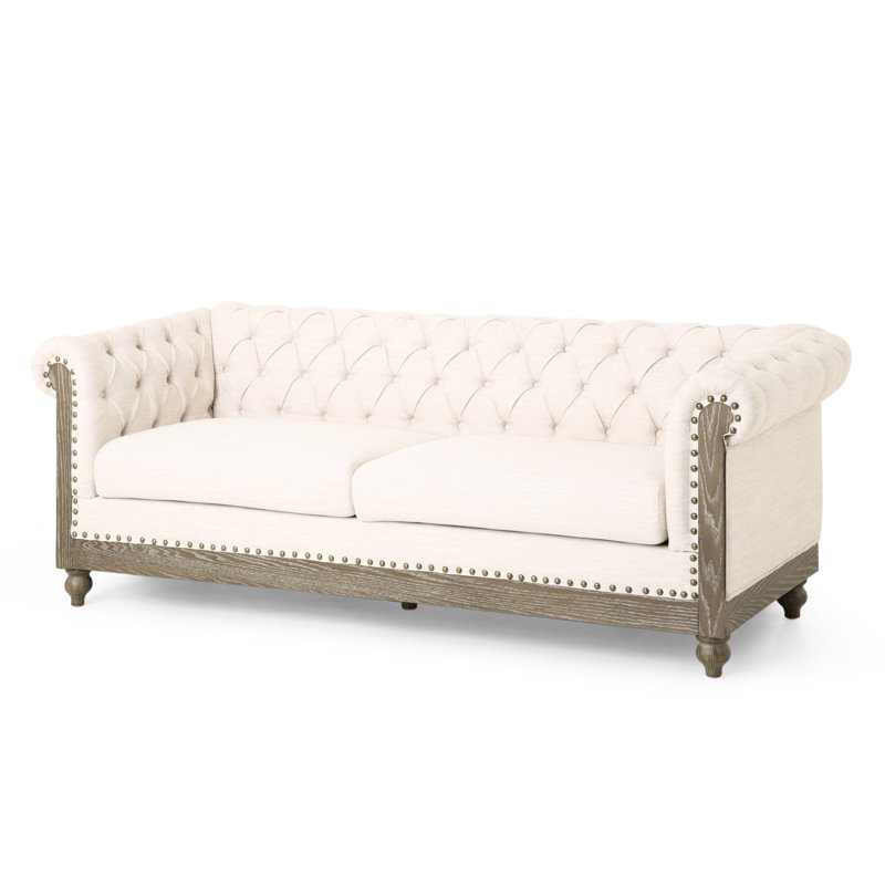 Comfy 3 avec pieds en bois pour le salon et le bureau, tissu beige, style rétro, pieds, espaces de charme et espaces d'étude efficaces