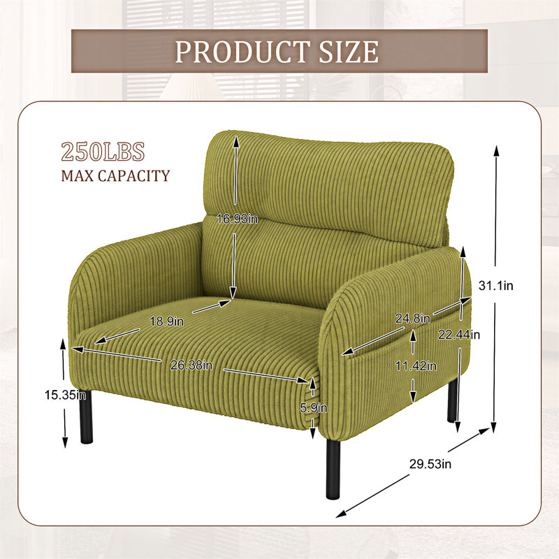 Fauteuil rembourré, Vert olive