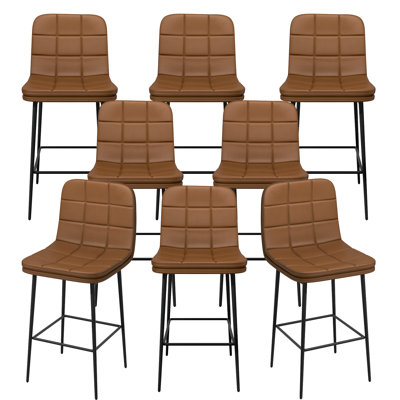 Upholstered PU Metal Counter Height Bar Stools(Set of 8)