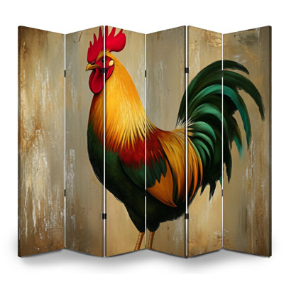 Paravent rustique 6 panneaux pliant paravent Royal coloré coq vibrant plumes couleurs audacieuses séparateur de pièce toile séparateur de protection autoportant cloison d'intimité