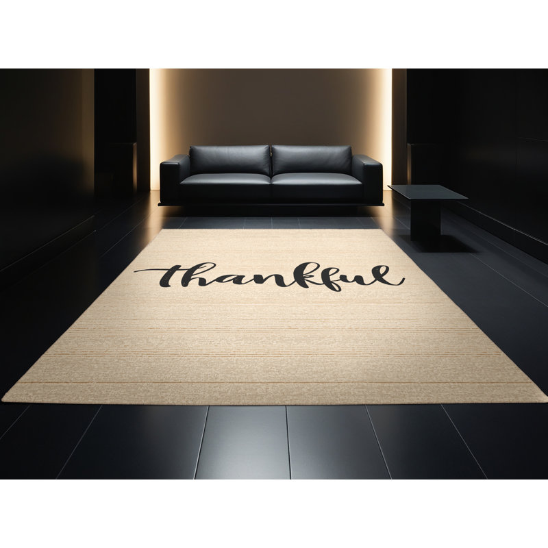 Soft Plush Fifield Thanksgiving Modern & Contemporary Abstract Area Rug in Beige – Beige Binding, 2x5
