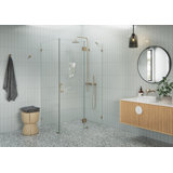 Halo 46 in. x 32 in. x 78 in. 90-degree Fully Frameless Glass Hinged Shower Enclosure