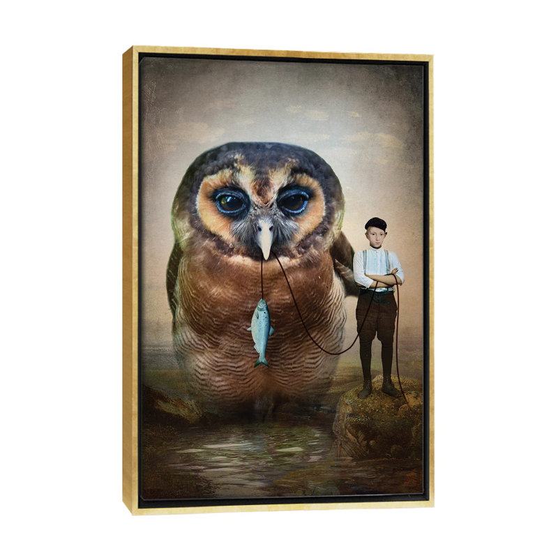 Buddies par Catrin Welz-Stein - impression d'art graphique, Toile encadrée d'or, H 26 po x l 18 po x 1,5 po, Pas de tapis