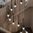 12-Light Black Crystal Raindrop Chandeliers 120" Long Pendant Light 3000-6000K Dimmable Lighting
