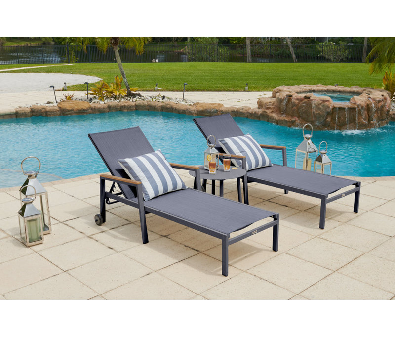 Vishanth Outdoor Rust-Resistant Metal Chaise Lounge Set with Table