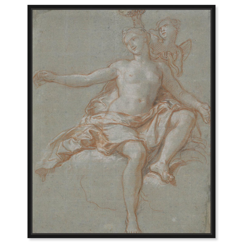 Figurative rétro NUE , Cadre flottant noir, H 21 po x l 17 po