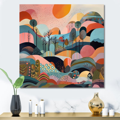Pink Blue Minimalism Explosion Landscape - Abstract Landscape Wall Art