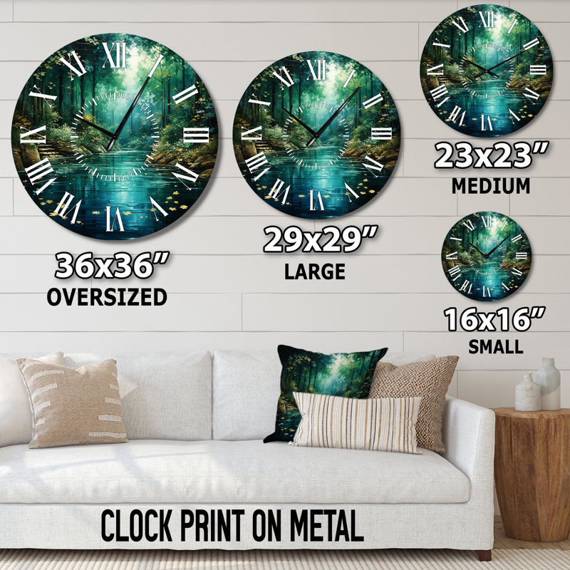 Horloge murale Forest Emerald Canopy River, Médium