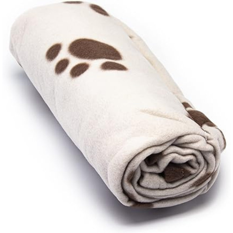 Axtellon Cosy Fleece Comforter Paw Prints Blanket for Dogs, 100 x 70 cm