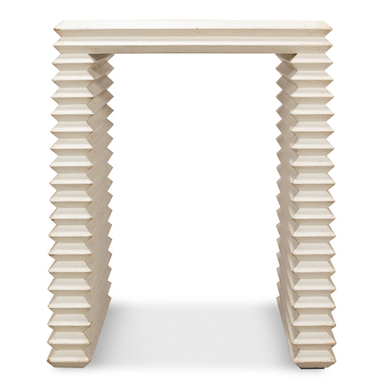 Stacked Solid Wood End Table, Antique White