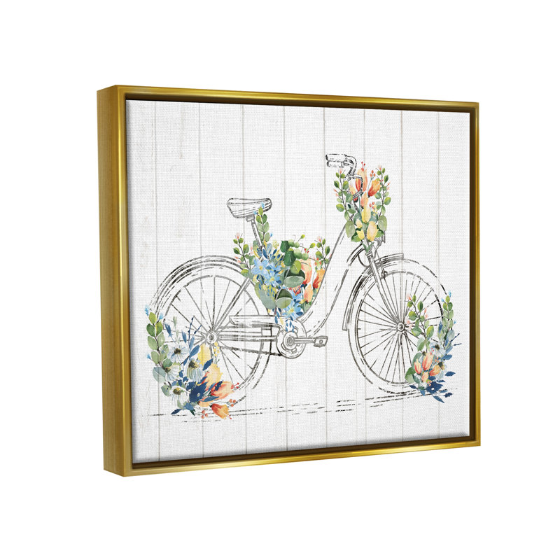 Motif floral sur toile, H 25 po x l 31 po x P 1,7 po, Cadre flottant métallique doré