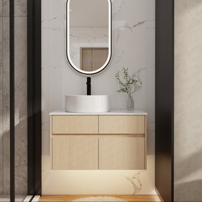 32" Floating Bathroom Vanity with Ceramic Sink and Soft-Close Cabinetry