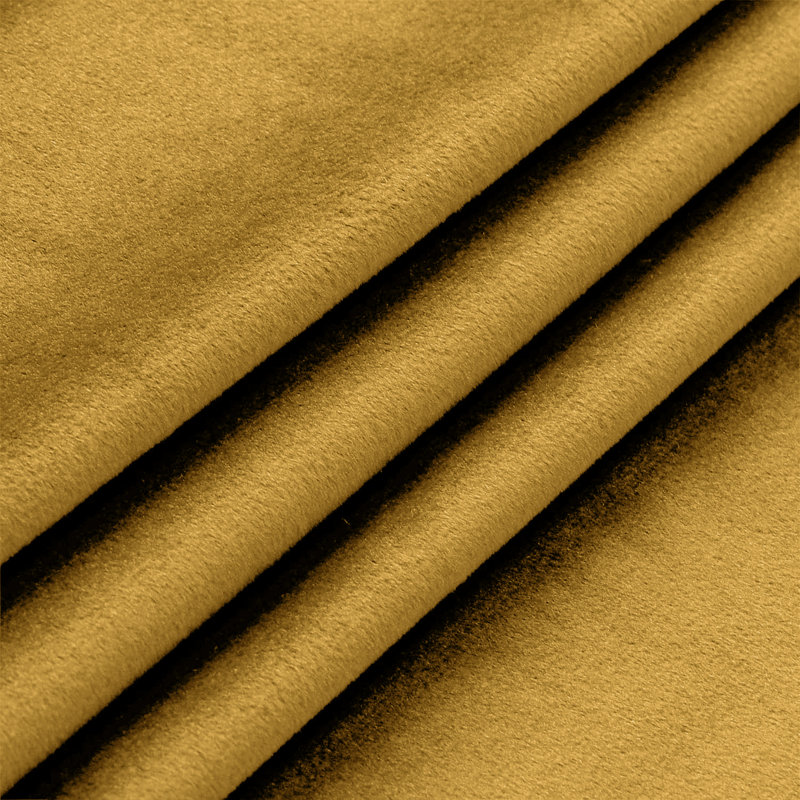 100% Velvet Blackout Curtains with Eyelets & Tie Backs, Ochre, 168cm Width x 228cm Drop