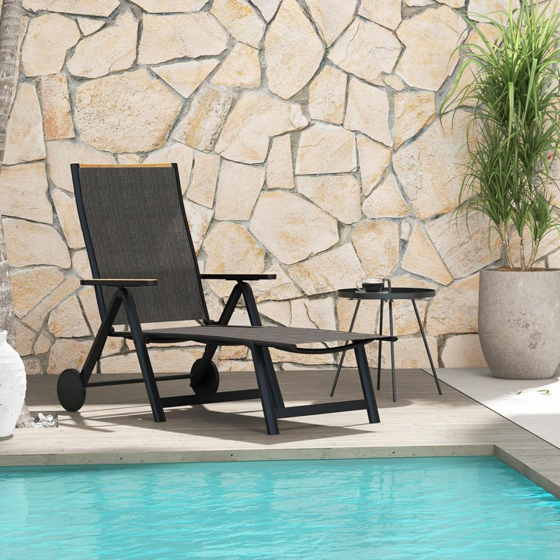 170cm Long Single Chaise, Black