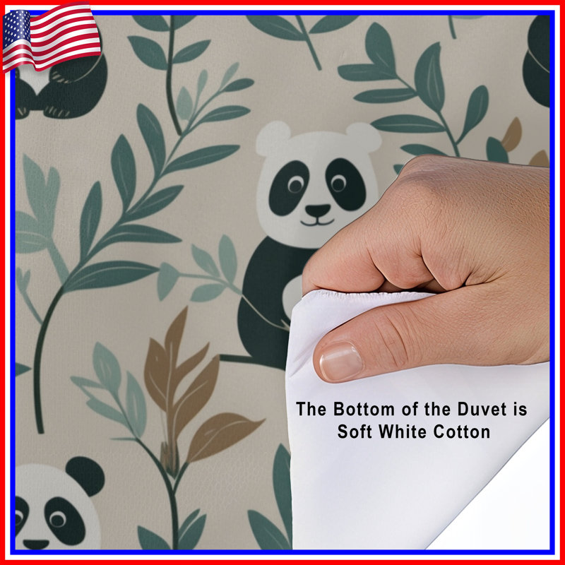 Panda Leaf Pattern Duvet Covers, Queen