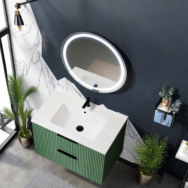 Meuble-lavabo moderne en MDF de 30 pouces avec rangement (doit inclure le meuble-lavabo et l'évier) avec rangement