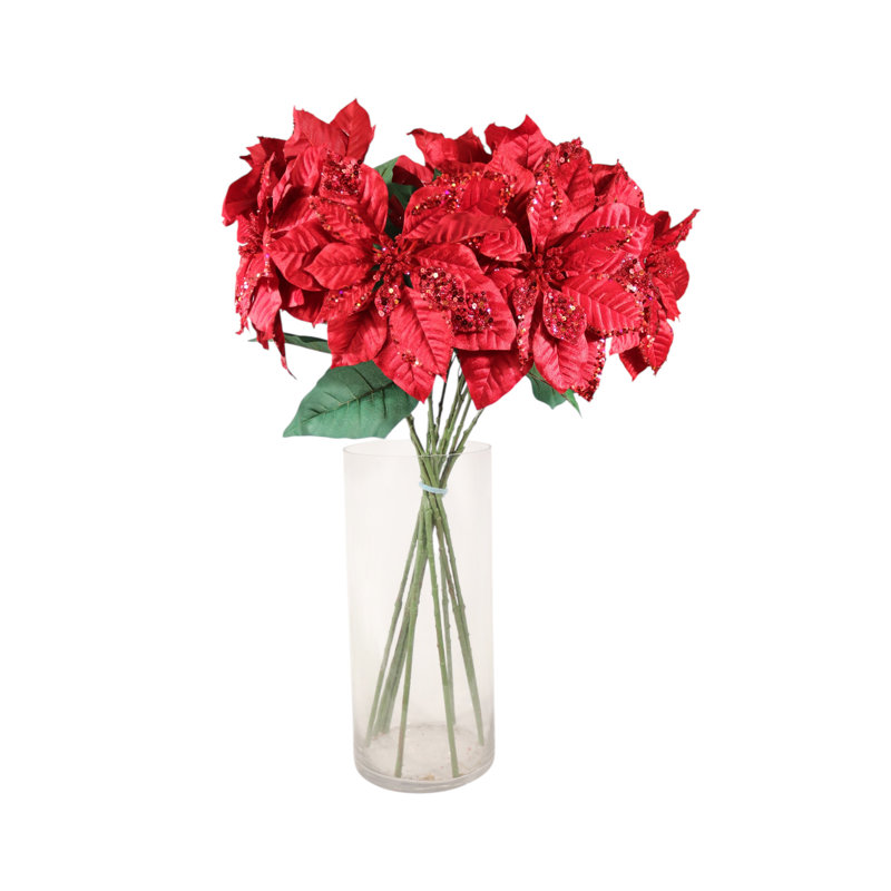 Poinsettia rouge 33 po - Décoration de Noël artificielle, plante artificielle de Noël pour la maison, couronnes et centres de table, ensemble de 2