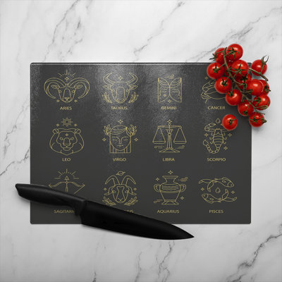 Zodiac Sign  Dining Glass Chopping Board