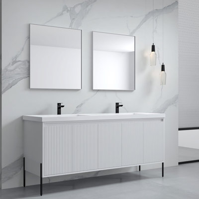 Meuble-lavabo double 73 po avec plateau en résine Socwell