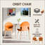 Summer - Ensemble de 4 chaises de salle à manger orange tropical avec pieds en chêne rouge et siège en PP