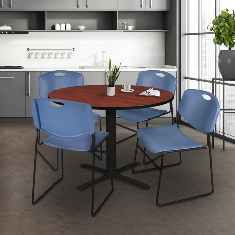 Neyland Cain Dining Table, Bleu, H 29 po x l 48 po x P 48 po, Cerisier