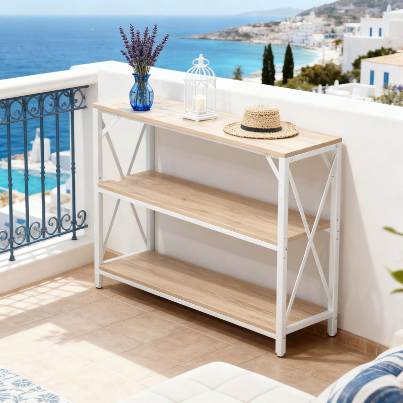 Console industrielle à 3 niveaux avec tablettes de rangement, canapé d'entrée polyvalent pour le couloir, le salon et la chambre à coucher