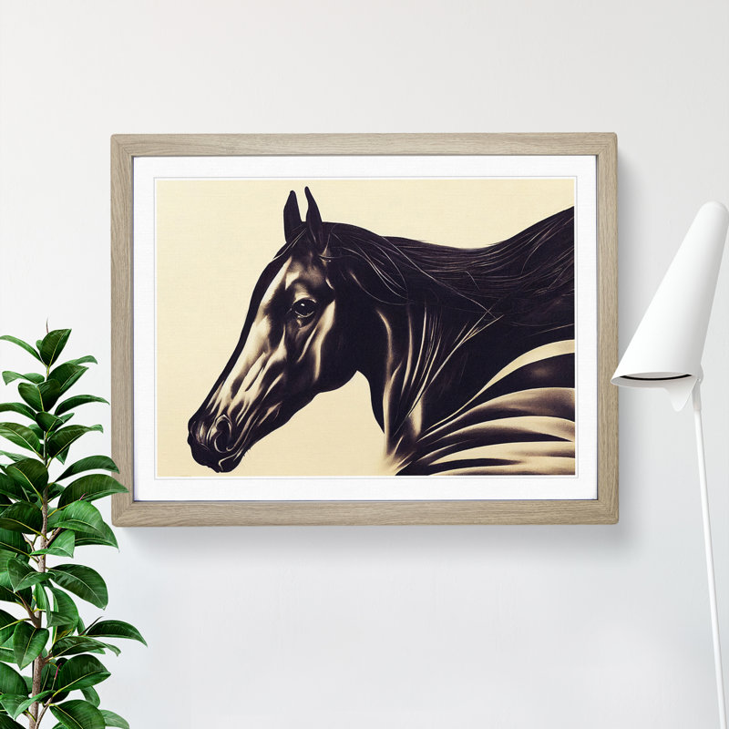 Beauteous Horse 1 Piece Single Picture Frame Wall Art, 25cm H x 34cm W x 2cm D, Oak Framed
