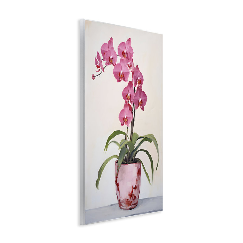 Art moderne orchidée rose moderne par Petals Prints Design, H 19 po x l 13 po