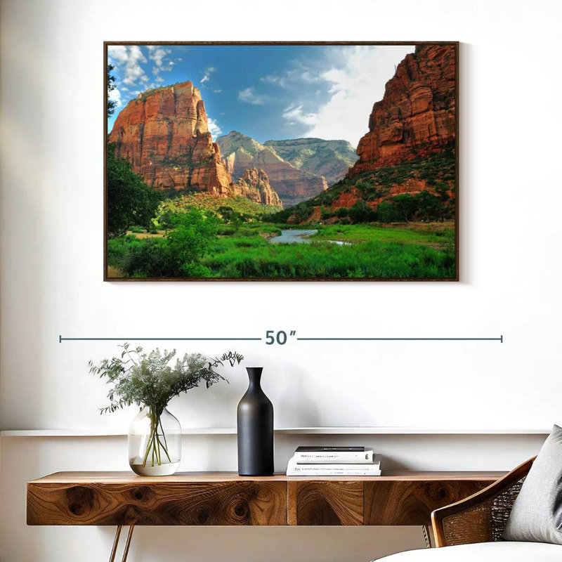 Canyons du parc national de Zion, Cadre flottant noyer, 40 po x 27 po