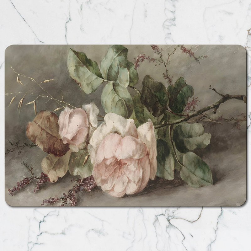 Vintage Rose Placemat And Coaster Set Floral Kitchen Decor