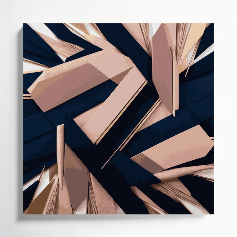 «Geometric Abstraction 88», art mural sur toile bleue, H 8 po x l 8 po