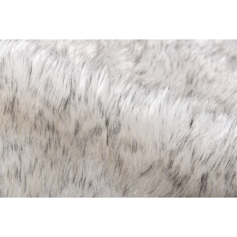 Tapis blanc en peau de mouton à poil long fabriqué à la main Jeremial, Rectangle 10 pi x 12 pi