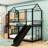 Twin Over Twin Metal Bunk Bed With Slide & Guardrails, Storage Staircase, House-Shaped Design-16539234