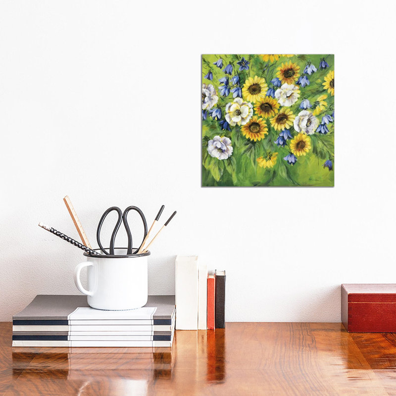 Mixed Sunflower Bouquet by Katharina Schöttler - Wrapped Canvas Painting, 30.48 cm H x 30.48 cm W