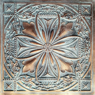 Carreau de plafond décoratif en faux cuivre Td10 en cuivre vieilli 23,75 po x 23,75 po (Ensemble de 10)