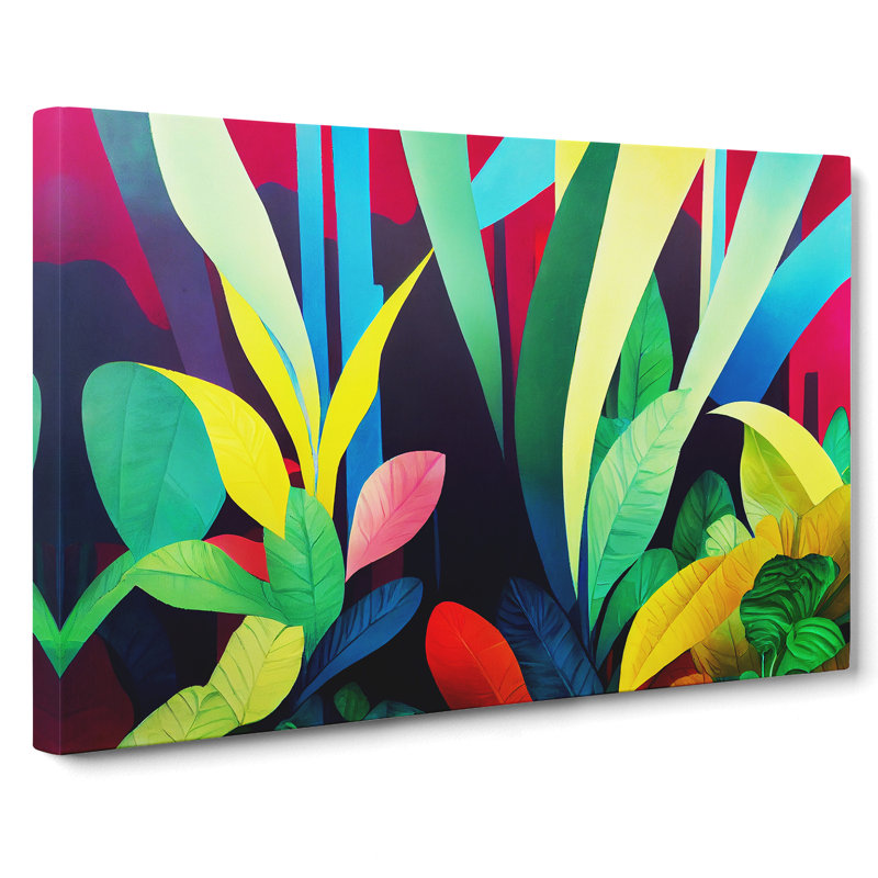 Vibrant Jungle Abstract - Wrapped Canvas Print, 35cm H x 50cm W x 3cm D