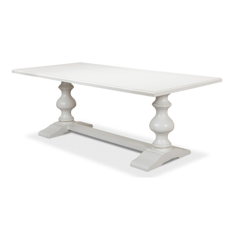 Table de salle à manger à tréteaux Lionisio, Blanc Cortina