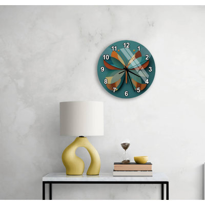 Horloge murale papillon en verre trempé, décoration moderne bleu sarcelle, grande montre florale unique, idée de cadeau de pendaison de crémaillère, décoration de salon artistique