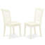 Ensemble de table de salle à manger 3 pièces comprenant une table de cuisine ronde et 2 chaises Parson rembourrées en tissu de polyester, 42 x 42 pouces, lin blanc-156456530-156456531