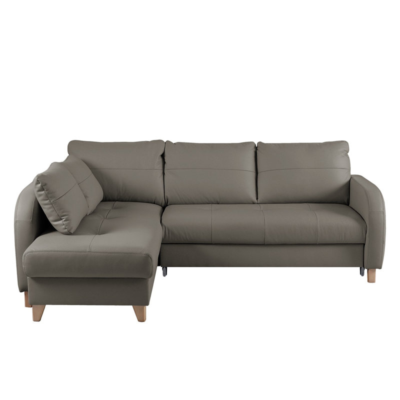 Alvaretta Leather Corner Sofa with Sleeping Function and Underseat Storage , Left Hand Facing, Grey