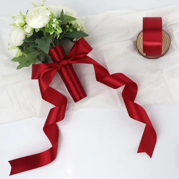 300ft Christmas Deep Red Solid Satin Ribbon