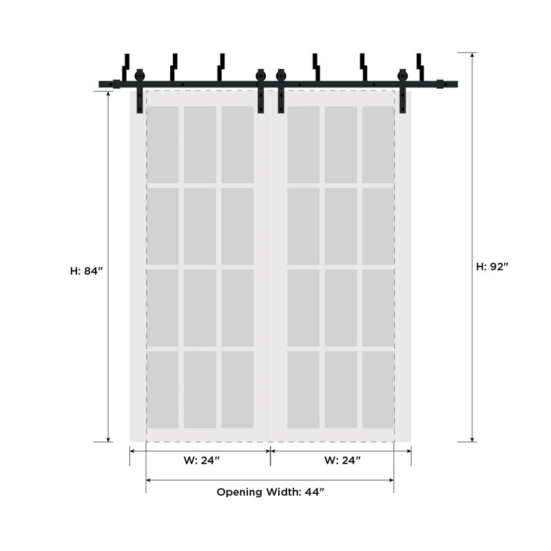 Portes de grange blanches en verre givré Mela, 48 po x 84 po