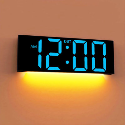 Grande horloge murale 12 po, affichage du grand nombre de DEL, heure d'été, veilleuse pour salle de classe, salon, chambre à coucher, monté, cadeau d'anniversaire pour les personnes âgées, Mem, maman, papa, bleu