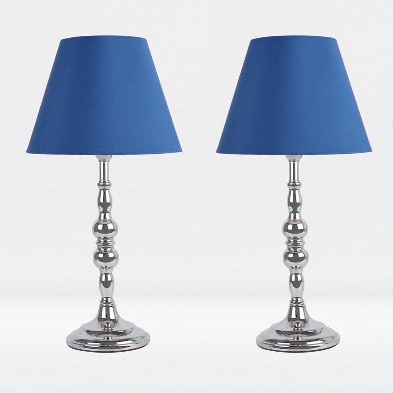 Lasley Metal Table Lamp, Polished Chrome, Blue