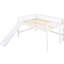 Lit mezzanine bas blanc avec glissière réglable - configuration de chambre à coucher stable, article exquis tentant-398235264-398235267