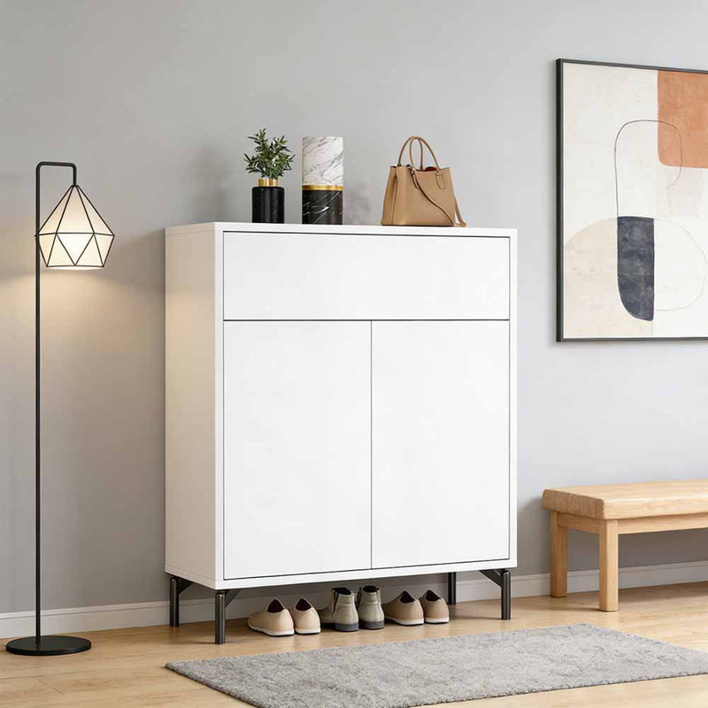 American-style minimalist storage shoe cabinet, 39.37" H x 35.43" W x 14.96" D