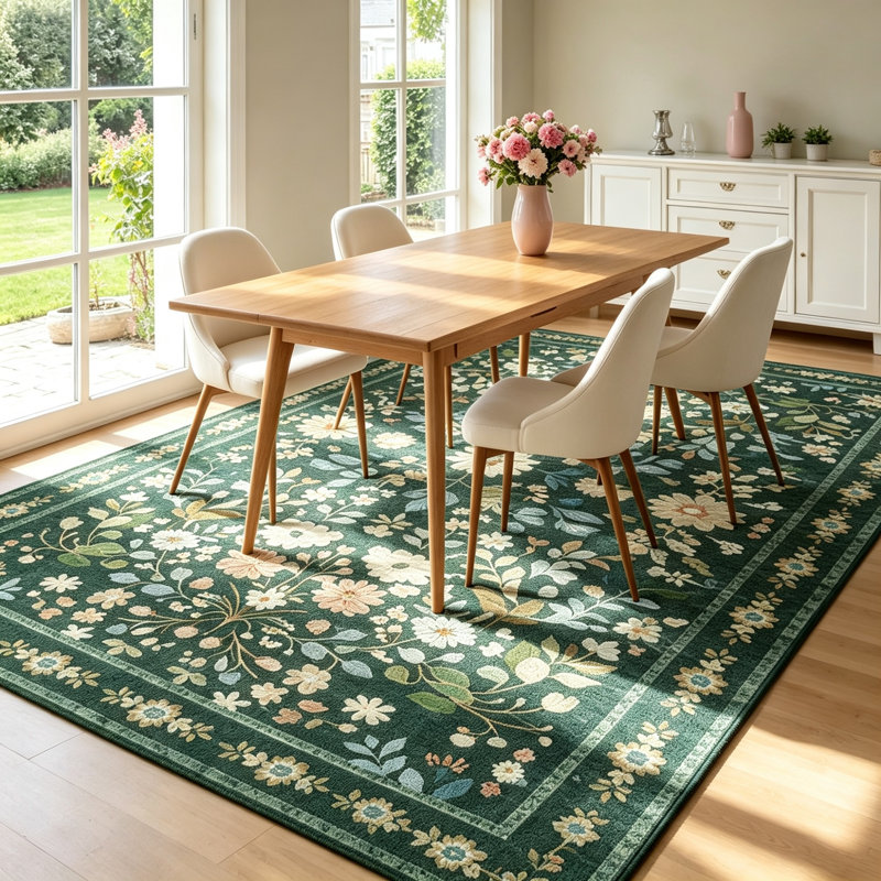 Rectangle 160 cm x 230 cm Floral Area Rug